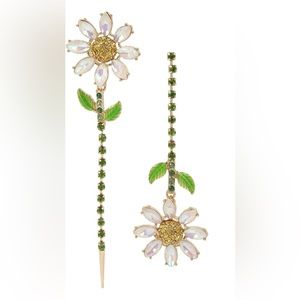 Betsey Johnson Sweetness & Light Crystal Daisy Mismatch Earrings